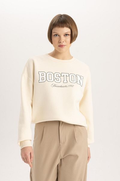 DeFacto Relaxed Cut Crew Neck Printed Sweatshirt - C1928ax23wn