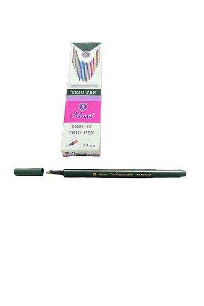 Masis TRIO PEN Fineliner - Triangle Body Black Green 10 Pack