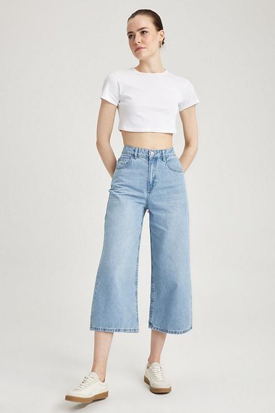 DeFacto High Waist Straight Leg Comfort Culotte Jean - A3484ax23sm