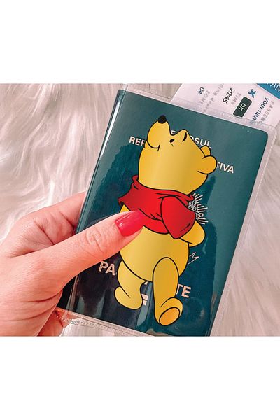 Cekuonline Winnie - Transparent PVC Printed Pocket Passport Cover Compatible with Country Passports