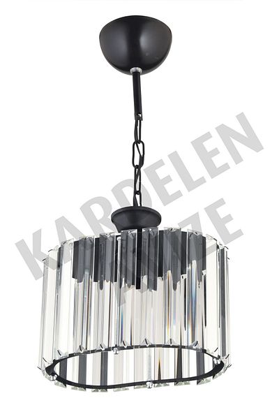 SONSUZ AYDINLATMA&AVİZE Single Crystal Stone Black Facing Chandelier - Luxury