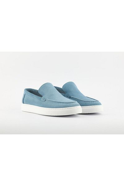 Rpx Light Blue Suede Genuine Leather Loafer - Men's Shoes 620-07