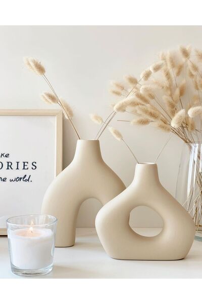Bienohome Modern 2'li Seramik Vazo, Küçük ve Büyük Seramik Vazo Seti, İskandinav Tarzı Vazo Seti, Ev Hediyesi
