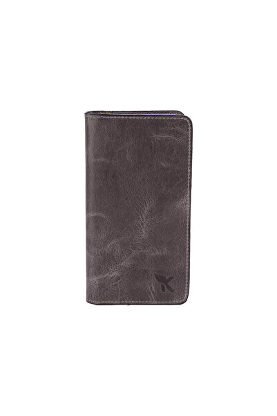 Karalı Deri Hakiki Deri Unisex Portföy Gri C234-08