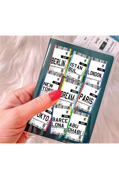 Cekuonline Clear PVC Printed Pocket Container Compatible with All Countries Passports for Fly Ticket