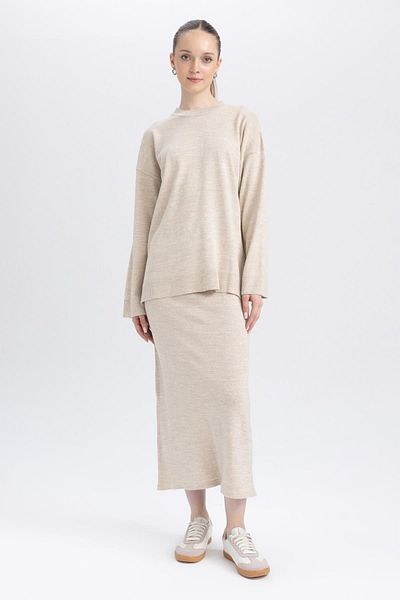 DeFacto A-Line Basic Plain Knitwear Maxi Skirt A9808Ax23Wn