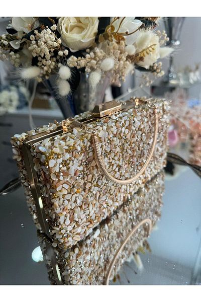 Blacktavern Fashion Stone Λεπτομερής βραδινή τσάντα φορέματος