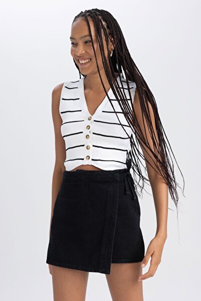 DeFacto Běžný pas Jean Shorts Sukně B2169ax23hs