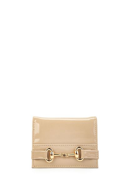 minebag ZC146 Model Beige Patent Leather Women's Wallet - Front Buckle