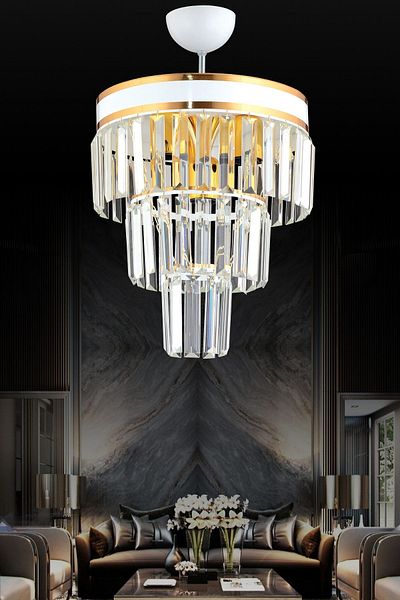 Docklight Roma 4-Tier White to Gold Gilded Crystal Stone 30' Modern Chandelier