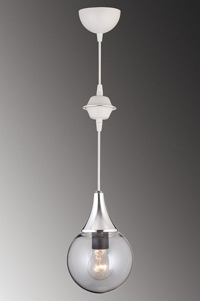 SONSUZ AYDINLATMA&AVİZE White Single Smoked Glop Top Glass Chrome Downward Facing Luxury Modern Chandelier