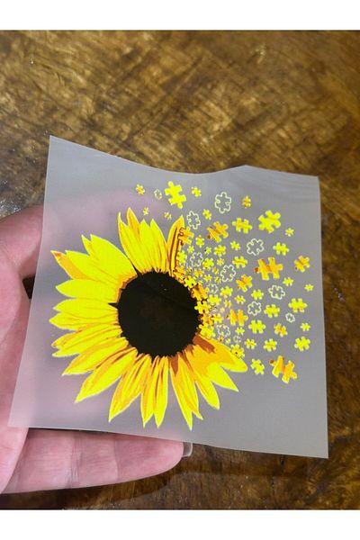 Gönülden Tasarım Fier de călcat imprimat cu model de flori galbene - 11x11 cm