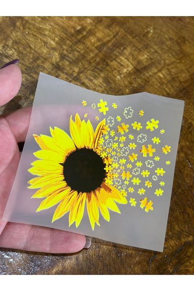 Gönülden Tasarım Fier de călcat imprimat cu model de flori galbene - 11x11 cm