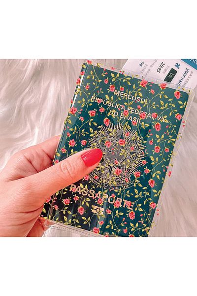 Cekuonline Transparent PVC Passport Case with Rose Pocket and Print - All Country Compatible
