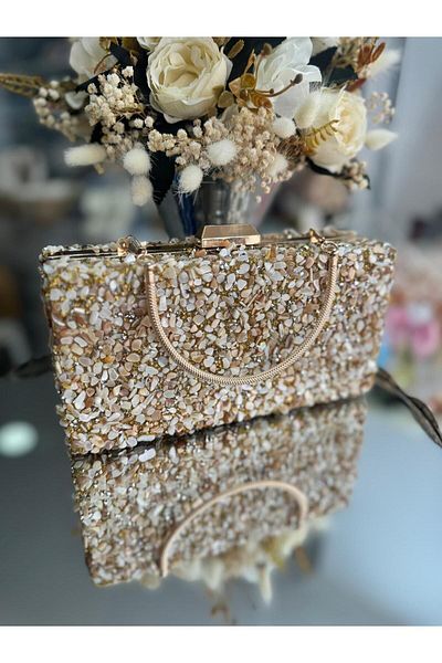 Blacktavern Fashion Stone Λεπτομερής βραδινή τσάντα φορέματος
