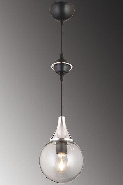 SONSUZ AYDINLATMA&AVİZE Black Single Smoked Glop Top Glass Chrome Downward Facing Luxury Modern Chandelier