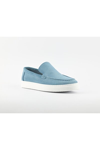 Rpx Light Blue Suede Genuine Leather Loafer - Men's Shoes 620-07