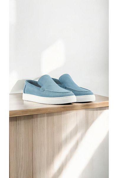 Rpx Light Blue Suede Genuine Leather Loafer - Men's Shoes 620-07