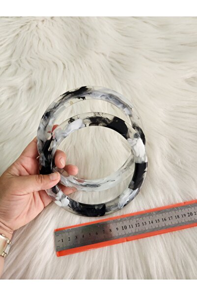 fundahobi Kemik Yassı Çanta Sapı-şeffaf-siyah 15x15 Cm