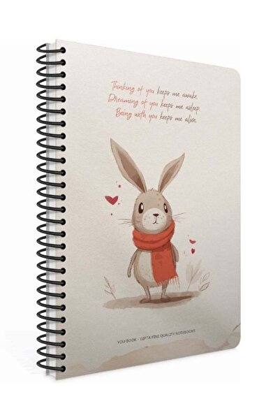 Gıpta You Book Spiralli Tavşan Sert Kapak 120 Yaprak 17*24 Çizgili Defter
