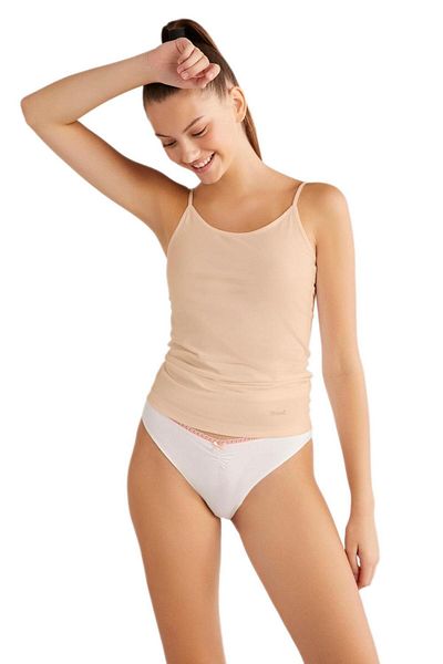 Kom Cotton Skin Colored Basic String Hanging Tank Top