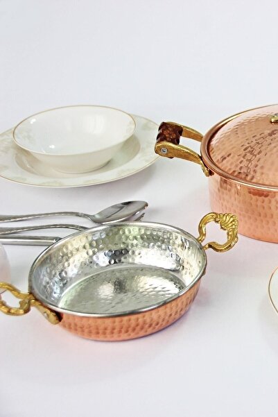 KAVELE 20 Cm Dövme Bakır Sahan Yumurta Tava Kuymak Menemen Tava 20 Cm