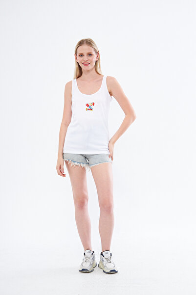 YÜKSEL IŞIK Bela atletska majica sa debelim remenom - Patka Štampano