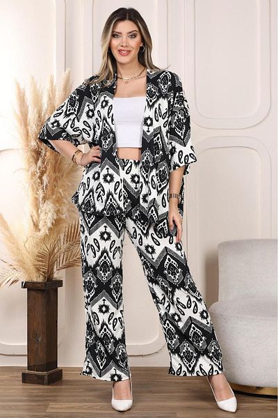 Moda Gülse Black Oversize Kimono Set