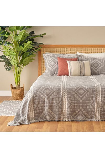 Bella Maison طقم مفرش سرير مزدوج جلوريندا قطن 100% أنثراسايت (230x240 سم)