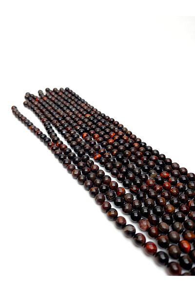 Yüksel Boncuk Σειρά Tiger Eye με Κόκκινη Φυσική Πέτρα 8 mm