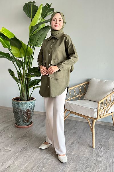 InStyle Μπουφάν Khaki Gabardine Oversize