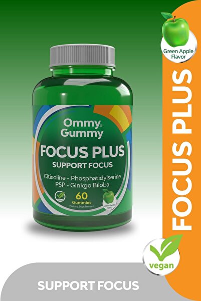 Ommy Gummy Focus Plus Odaklanma ve Hafıza Vitamini 60 Adet ( Sitikolin, Fosfo...