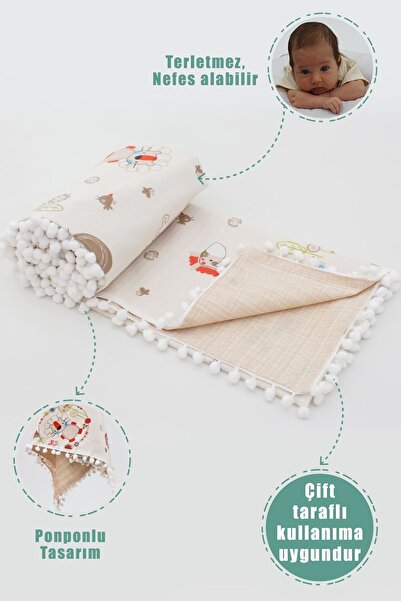 mordesign Ortopedik Bebek Puset Minderi, Örtü, Çarşaf, Bebek Pikesi, Emzirme Önlüğü, 5'li Set, Animal Serisi