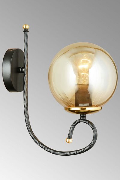 SONSUZ AYDINLATMA&AVİZE Black Azra Bal Glop Glass Upward Facing Modern Sconce