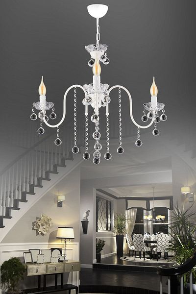 SONSUZ AYDINLATMA&AVİZE Palm Tree 3-Piece White Crystal Stone Upward Facing Luxury Chandelier