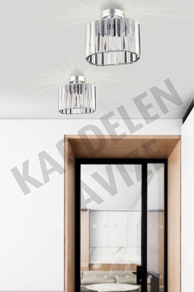 SONSUZ AYDINLATMA&AVİZE Luxury Chandelier - Chrome Single B. Pafonier Crystal Stone Downward Facing