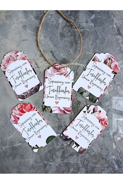 Hiras Dizayn 5x8.5cm Packing With Roses - 40pcs Perforated Cardboard Sticker, Thank You Card 5Kinds For Your Order