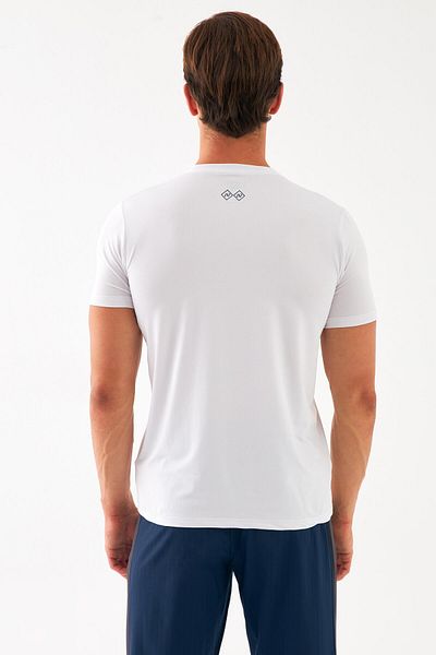Escetic Λευκό Slimfit Mini T-Shirt - Αθλητικό, Αναπνεύσιμο, Ύφασμα Ζακάρ, Ανδρικό T0087