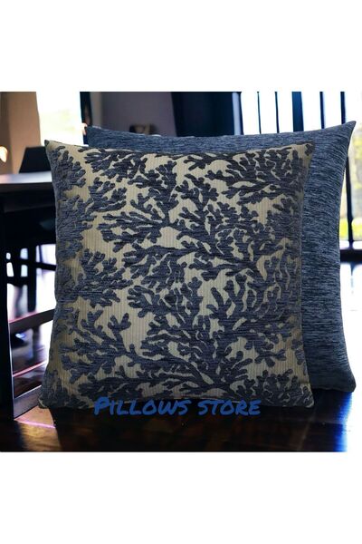PİLLOWS STORE Mercan Desenli Lacivert Kırlent Seti 2 Adet 45cm*45cm
