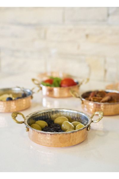 Efsoon Organics 3 Pieces Copper Mini Size Sahan - Breakfast and Snack Bowl Set
