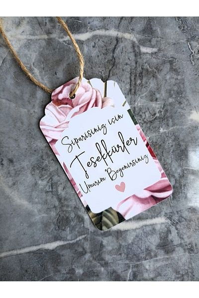 Hiras Dizayn 5x8.5cm Packing With Roses - 40pcs Perforated Cardboard Sticker, Thank You Card 5Kinds For Your Order