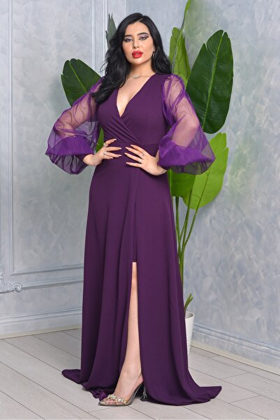 Matik Abiyem Önü Kısa Arkası Uzun Kolları Tül Tasarım Abiye