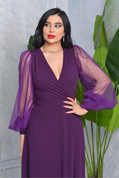 Matik Abiyem Önü Kısa Arkası Uzun Kolları Tül Tasarım Abiye