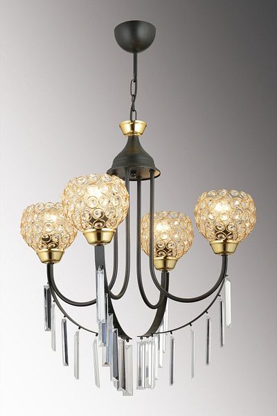 SONSUZ AYDINLATMA&AVİZE Black Waterfall 4-Piece Optigon Head Luxury Up-Facing Crystal Stone Chandelier