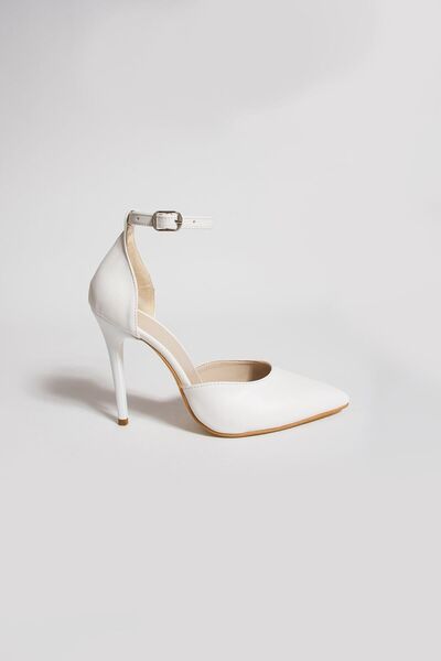 Genel Markalar Bilek Bantlı Ince Topuklu Beyaz Stiletto