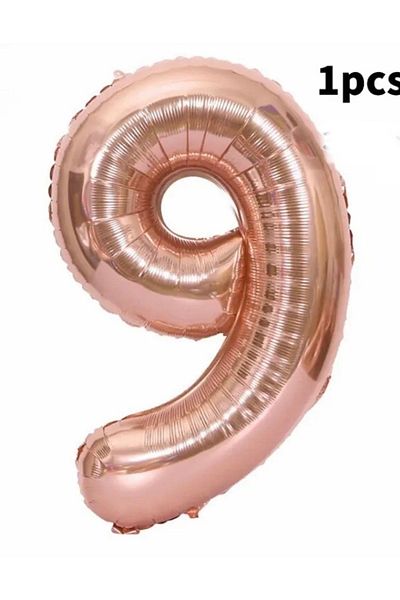 Deniz Party Store Rose Gold 9 to Nine Age Foil Balloon 34 Inch 76-80 Cm