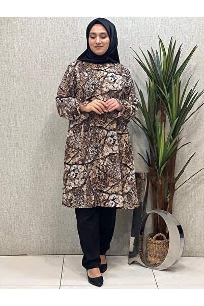 Butik büyük beden Patterned Chiffon Tunic - Relaxed Fit