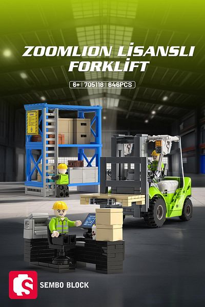 Sembo Block رافعة شوكية مرخصة من Zoomlion مكونة من 646 قطعة - مكعبات بناء متوافقة مع Lego ( 705118 )