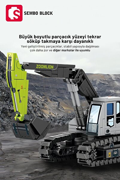 Sembo Block Zoomlion lisanslı Mini Ekskavatör 236 Parça yapı blokları Legoile uyumlu (705103)
