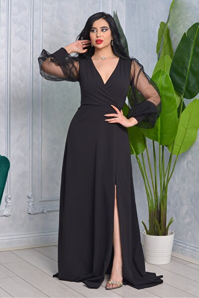 Matik Abiyem Önü Kısa Arkası Uzun Kolları Tül Tasarım Abiye